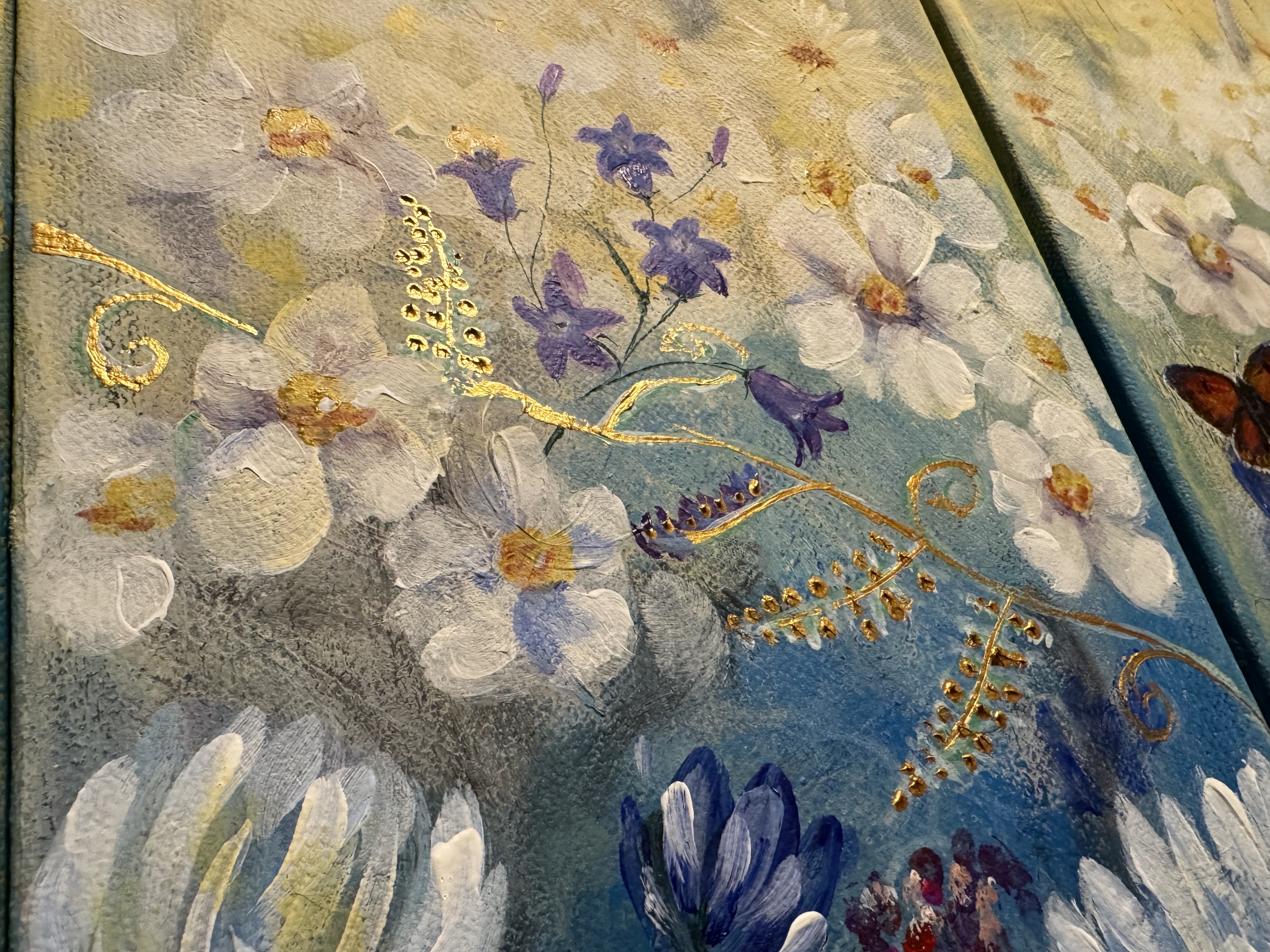 Collingarts-maalaus-kukkia-puutarhassa-neliosainen