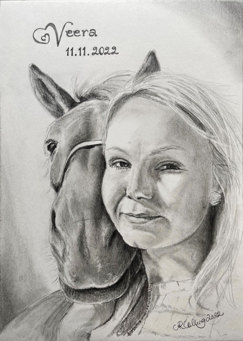 Collingarts-muotokuva-lyijynäpiirros-tyttö-ja-hevonen